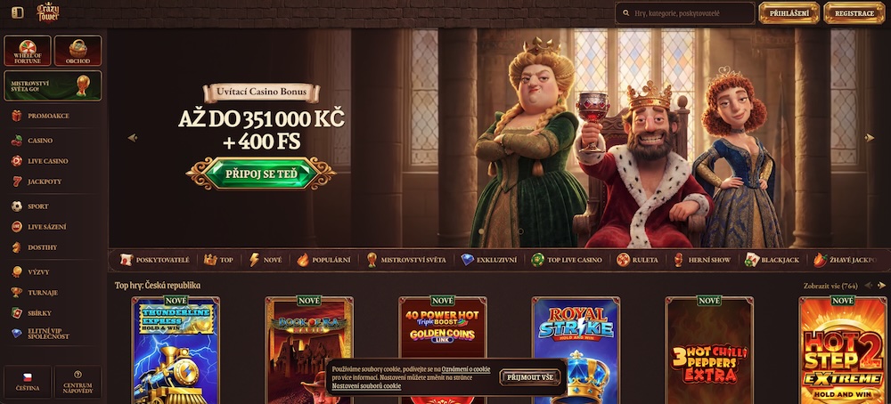 CrazyTower casino homepage